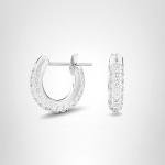 Swarovski White Crystal Rhodium-Plated Hoop Earrings