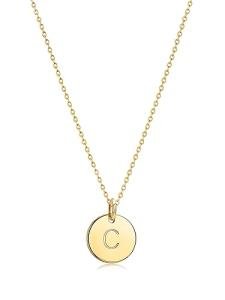 Personalized Gold Initial Necklace with Hammered Pendant