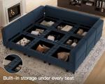 Belffin Blue Modular Velvet Sleeper Sectional Sofa
