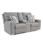 Light Gray Power Reclining Loveseat with Console