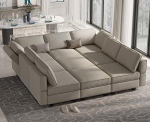 Belffin Modular Velvet Sofa with Storage Chaise