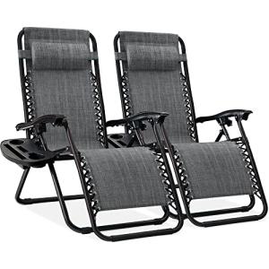 Adjustable Steel Mesh Zero Gravity Lounge Chairs - Gray