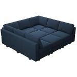 Belffin Blue Modular Velvet Sleeper Sectional Sofa