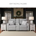 Light Gray Power Reclining Loveseat with Console