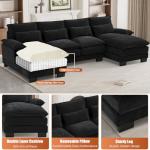 Modern U-Shape Cloud Couch Sectional Sofa, Jet Black