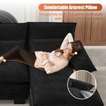 Modern U-Shape Cloud Couch Sectional Sofa, Jet Black