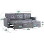 Gray Sectional Sofa with Sleeper Bed & Storage