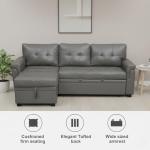 Gray Sectional Sofa with Sleeper Bed & Storage