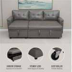 Gray Sectional Sofa with Sleeper Bed & Storage