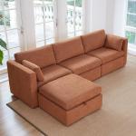 CHITA Terracotta Modular Sectional Sofa with Ottoman
