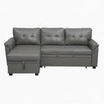 Gray Sectional Sofa with Sleeper Bed & Storage
