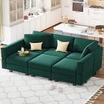 Belffin Velvet Modular Sectional Sofa with Chaise