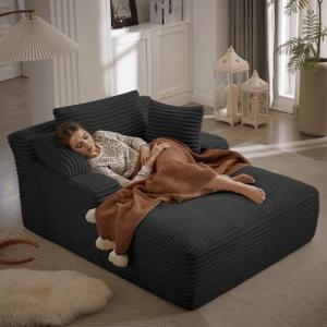 Oversized 50-Inch Chaise Lounge with Pillows