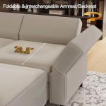Belffin Grey Velvet Modular Sectional Sofa with Chaise