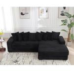 Modern L-Shaped Corduroy Sofa with Chaise and Pillows