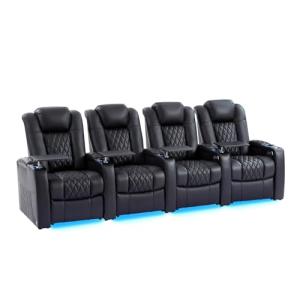 Classic Leather Recliner Sofa with Power Headrest