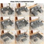 Light Grey Chenille Modular L-Shaped Sofa with Cup Holder