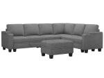 Light Grey Chenille Modular L-Shaped Sofa with Cup Holder