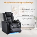Classic Leather Recliner Sofa with Power Headrest