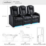 Comfiroom Dual Power Leather Theater Recliners - Black