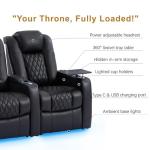 Comfiroom Dual Power Leather Theater Recliners - Black