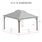 Kozyard Alexander 12' x 14' Hardtop Gazebo, Aluminum Frame with Galvanized Steel Double Roof, Outdoor Permanent Pavilion with Curtains and Netting for Patio, Backyard, Deck, Lawn (Gray)