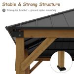 RTDTD 12' x 20' Hardtop Gazebo,Outdoor Cedar Wood Frame Permanent Pavilion with Double Galvanized Steel Roof,Pergola with Lockers & Storage Racks for Patio Lawn Backyard Deck