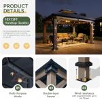 Aoxun 10' x 12' Outdoor Wood Gazebo, Hardtop Gazebo Permanent Wooden Pavilion with Galvanized Steel Double Roof, for Patio, Garden, Deck, Cedar Wood, Grey