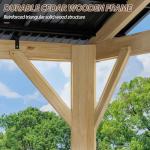Raysfung 12' × 14' Wood Gazebo, Outdoor Cedar Hardtop Wooden Frame Gazebos with Galvanized Steel Roof for Garden, Patio, Deck