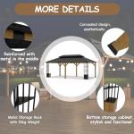 RTDTD 12' x 20' Hardtop Gazebo,Outdoor Cedar Wood Frame Permanent Pavilion with Double Galvanized Steel Roof,Pergola with Lockers & Storage Racks for Patio Lawn Backyard Deck