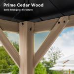 Aoxun 10' x 12' Outdoor Wood Gazebo, Hardtop Gazebo Permanent Wooden Pavilion with Galvanized Steel Double Roof, for Patio, Garden, Deck, Cedar Wood, Grey