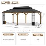 RTDTD 12' x 20' Hardtop Gazebo,Outdoor Cedar Wood Frame Permanent Pavilion with Double Galvanized Steel Roof,Pergola with Lockers & Storage Racks for Patio Lawn Backyard Deck