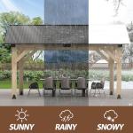 Raysfung 12' × 14' Wood Gazebo, Outdoor Cedar Hardtop Wooden Frame Gazebos with Galvanized Steel Roof for Garden, Patio, Deck