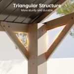 Aoxun 12' x 10' Outdoor Wood Gazebo, Hardtop Gazebo Permanent Wooden Pavilion with Gable Galvanized Steel Roof, for Patio, Garden, Backyard(Nature)