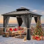YITAHOME 10x10ft Hardtop Gazebo with Curtains