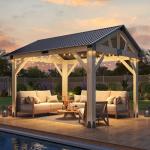 10'x12' Cedar Wood Gazebo with Waterproof Roof