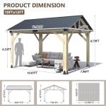 10'x12' Cedar Wood Gazebo with Waterproof Roof