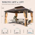 YOLENY 10' x 12' Hardtop Metal Gazebo with Curtains