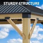 Howsvn 11x13FT Wood Outdoor Gazebo with Steel Roof