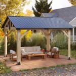 10'x12' Cedar Wood Gazebo with Waterproof Roof