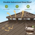 Breezestival 12x12FT Hardtop Gazebo, Metal Frame with Double Galvanized Steel Roof, Permanent Outdoor Pergola with Curtains and Netting Included for Backyard, Patio, Lawn and Garden, Brown