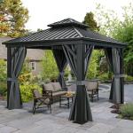 YITAHOME 10x10ft Hardtop Gazebo with Curtains