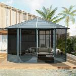 Domi 13x13FT Octagonal Hardtop Gazebo with Screens