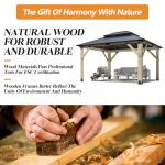 GARTOO 11’x13’ Wooden Patio Gazebo with Vented Roof
