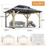 GARTOO 11’x13’ Wooden Patio Gazebo with Vented Roof