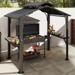 Domi 8x5FT Hardtop Grill Gazebo with Side Shelves
