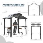 Domi 8x5FT Hardtop Grill Gazebo with Side Shelves