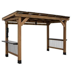Cedar Wood BBQ Grill Gazebo with Hardtop Roof