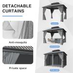 AirWire 10'x12' Gazebo Hardtop Gazebo, Aluminum Frame Pergola with Double Galvanized Steel Roof, Permanent Outdoor Metal Canopy with Curtain & Netting for Patio, Backyard, Deck, Dark Grey