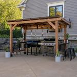 Cedar Wood BBQ Grill Gazebo with Hardtop Roof